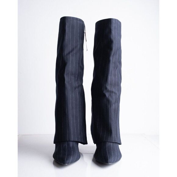 Zara Womens Boots Knee High Fabric Gaiter Navy Blue US 10 EU 41 3085/310 NWT - Picture 5 of 9